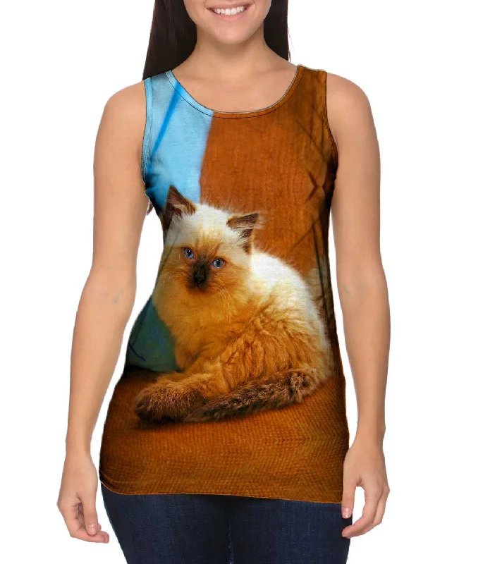 Women's Cropped Tank Tops with Vintage Band LogosSiamese Kittens Favorite Pillow