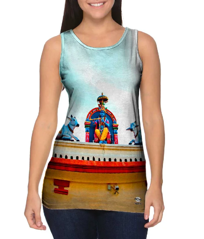 Plus Size Women's Side - Slit Tank Tops in Metallic ShadesSingapore Sri Mariamman Temple