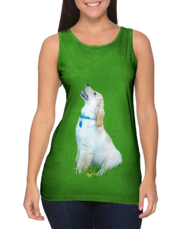 Women's Cropped Tank Tops with Vintage Band LogosSinging Golden Retriever