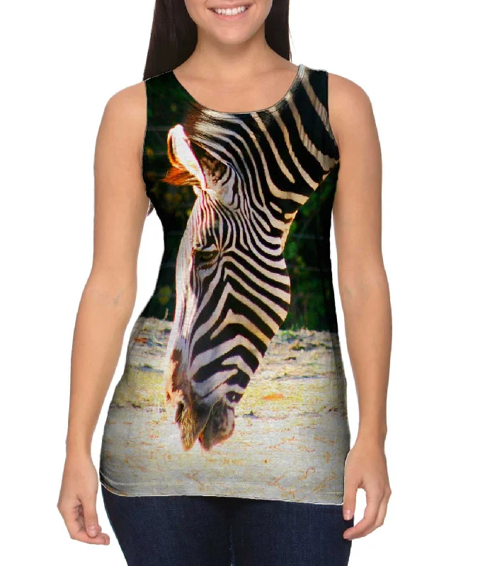 Women's Longline Tank Tops with Abstract PrintsSipping Zebra