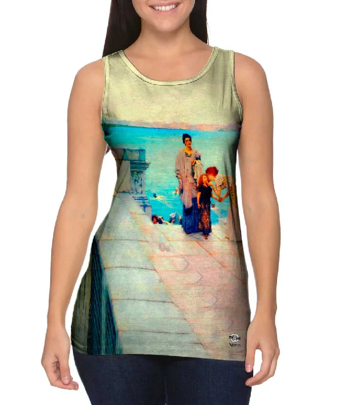 Plus Size Women's Embroidered Tank Tops in Boho StylesSir Lawrence Alma Tadema - "Creation A Kiss" (1891)