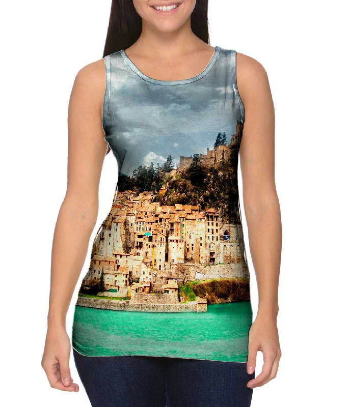 Women's Longline Tank Tops with Abstract PrintsSisteron Mountain