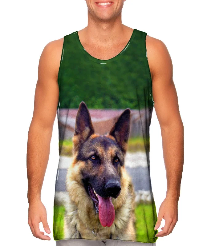 Plus Size Women's Side - Slit Tank Tops in Metallic ShadesSitting Proud German Sheperd