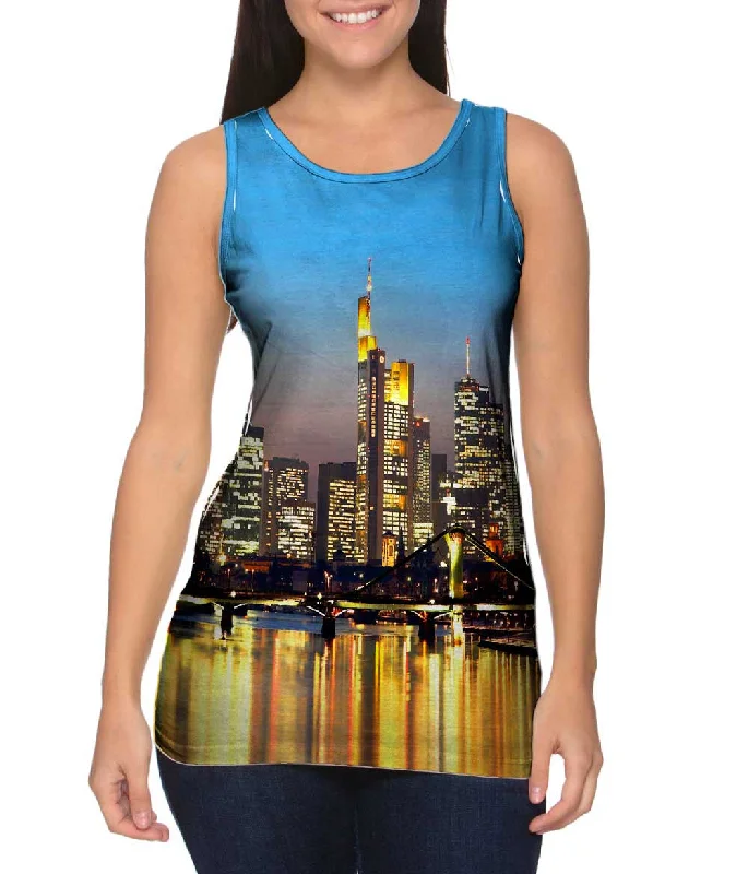 Women's Spaghetti Strap Tank Tops with Geometric PatternsSkyline Frankfurt Germany