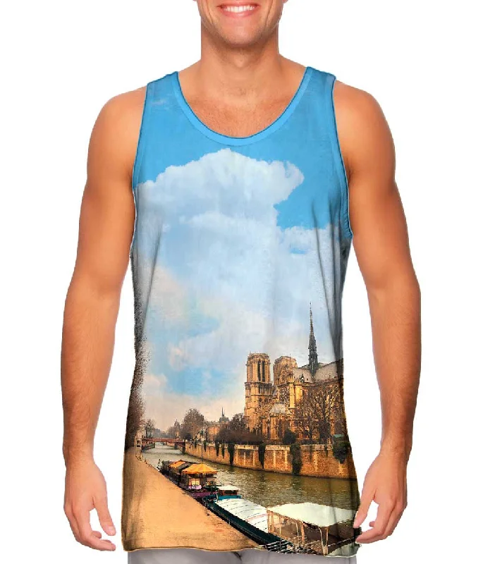 Women's Longline Tank Tops with Abstract PrintsSleek Cathedral Notre Dame