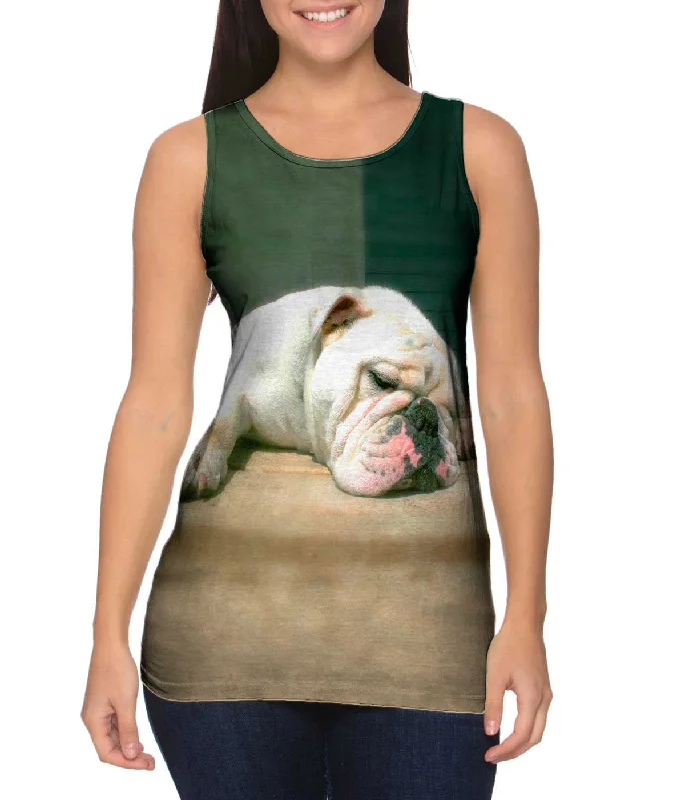 Women's Spaghetti Strap Tank Tops with Geometric PatternsSleepy Time Bulldog