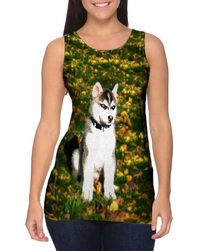 Women's Button - Down Tank Tops in Striped PatternsSmall Husky