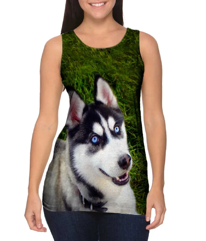 Plus Size Women's Puff - Sleeve Tank Tops in Pastel HuesSmiling Husky