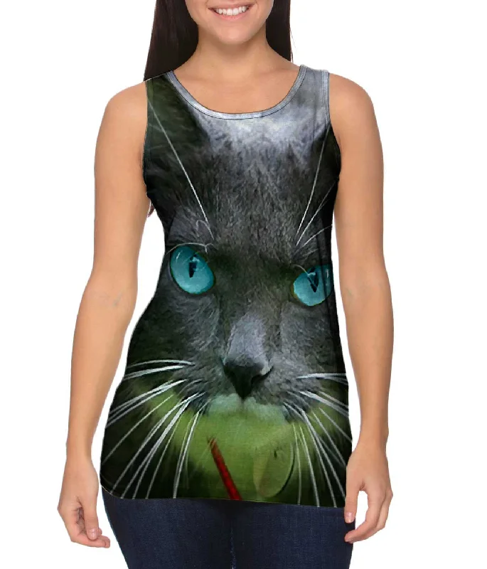 Plus Size Women's Criss - Cross Back Tank Tops in Neon ColorsSmokey Cat