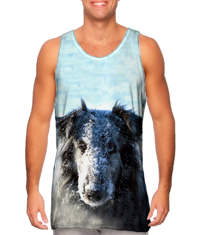 Women's Longline Tank Tops with Abstract PrintsSnow Face Sheltie