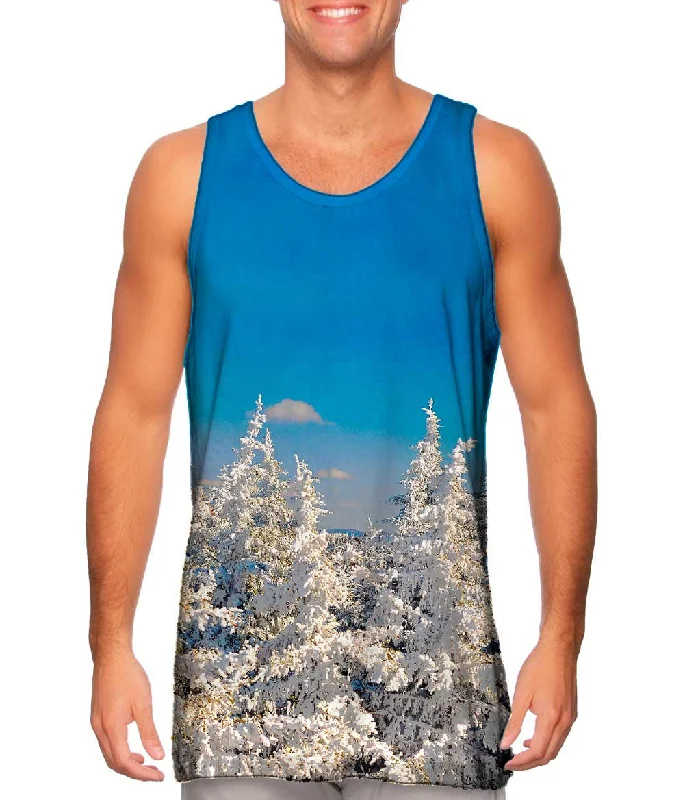 Plus Size Women's Criss - Cross Back Tank Tops in Neon ColorsSnow Filled Trees