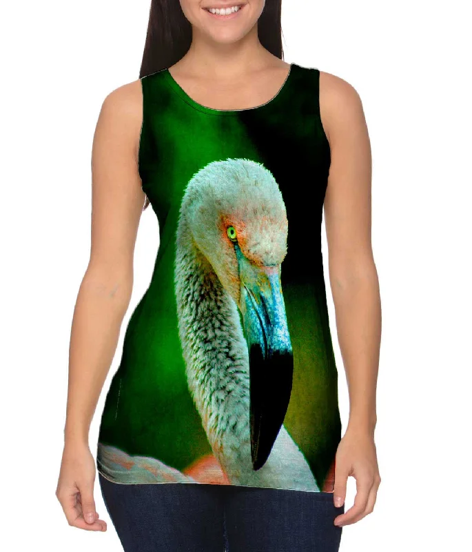 Plus Size Women's Embroidered Tank Tops in Boho StylesSolo Flamingo