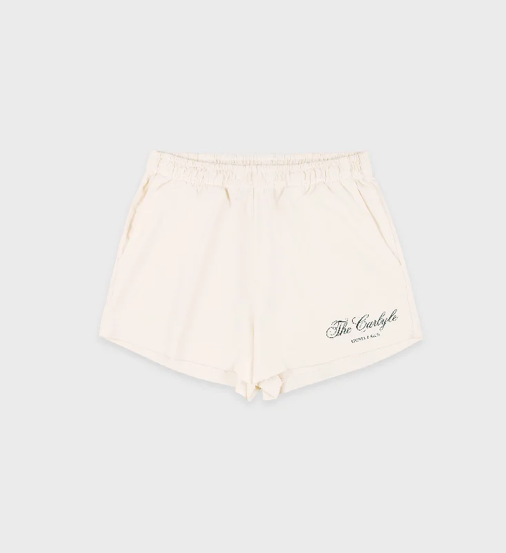 Belted Women Shorts to Enhance the WaistlineThe Carlyle Script Disco Short - Cream/Forest