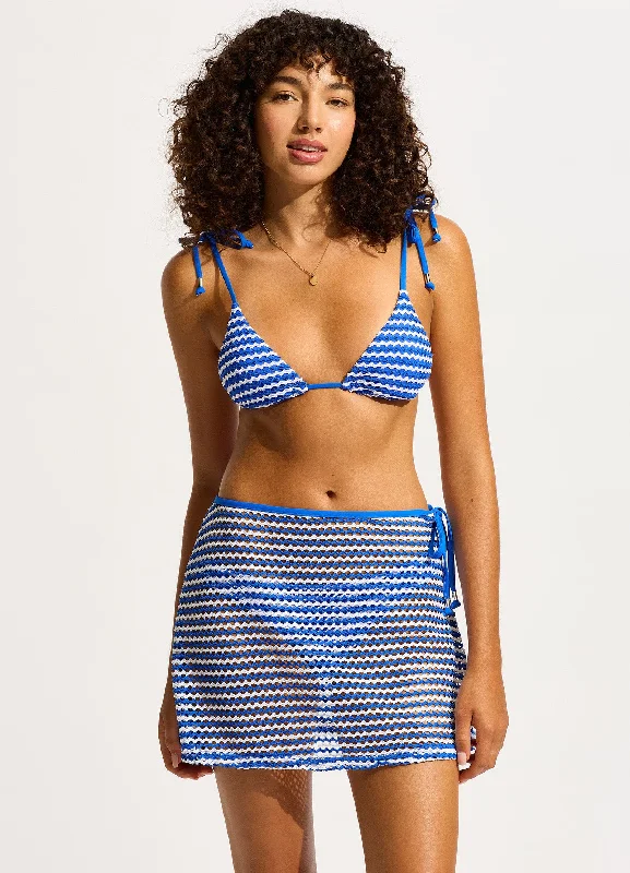 Metallic - finish bikini for a glamorous and eye - catching poolside lookMesh Effect A-Line Skirt - Azure