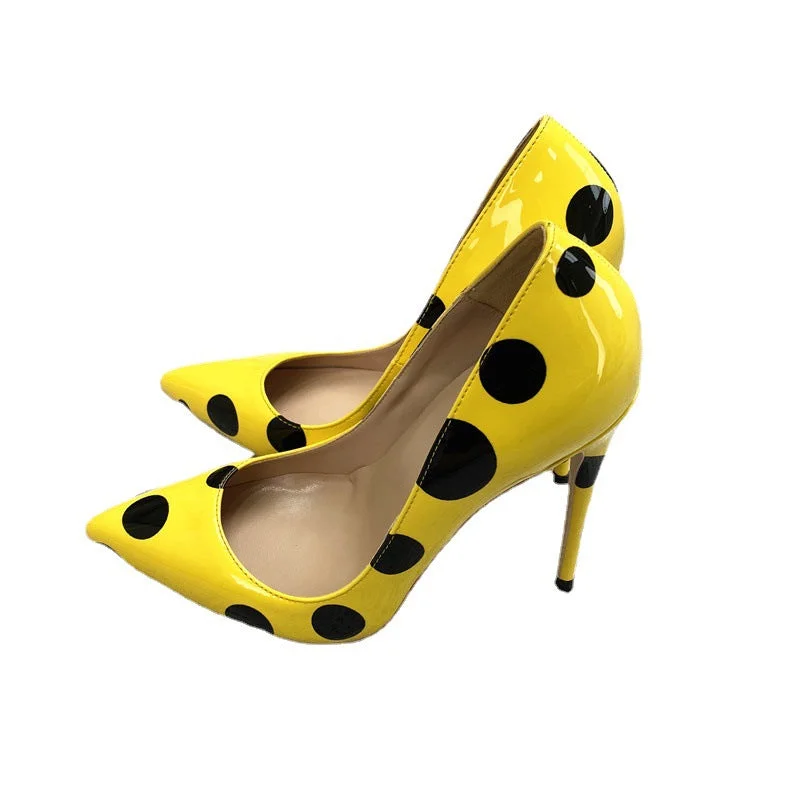 Polka Dot Pointed Toe High Heel Shoes