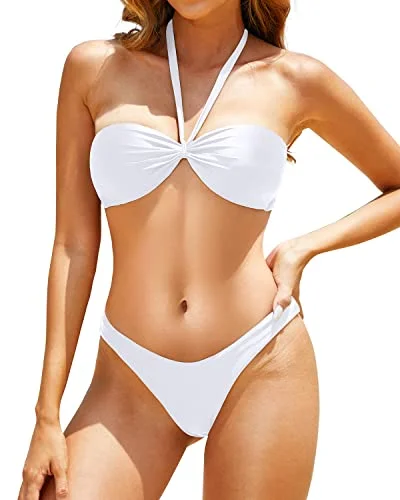 Tie - side bikini bottoms for an adjustable and stylish fitSexy Tie Knot Halter Bikini Set Padded Push-up Bra Two Piece Swimwear for Women