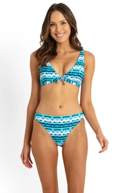 Metallic - finish bikini for a glamorous and eye - catching poolside lookSunseeker Jasmine Tie Front Bra - Blue