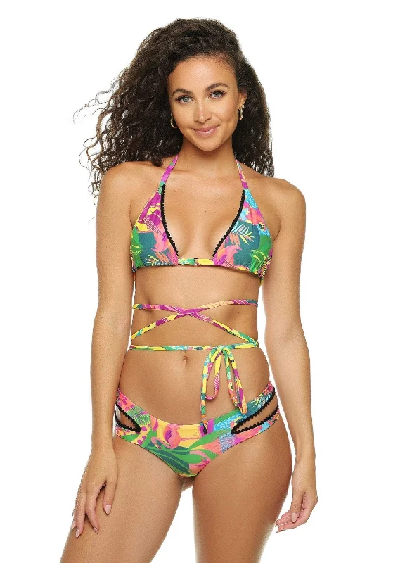 Tie - side bikini bottoms for an adjustable and stylish fitTeddy Wrap Triangle Bikini Top - Havana Nights Jungle Print