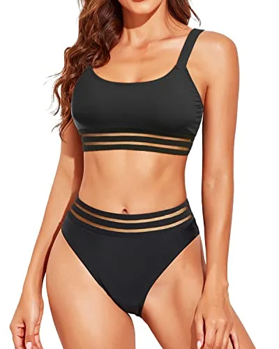 Maternity bikini for expecting mothers to enjoy the beach comfortablyWomen's High Waisted Bikini Swimsuits Teen Scoop Neck Two-Piece Bathing Suits